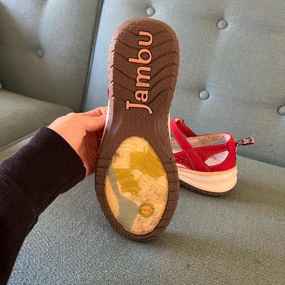 Jambu Red Athletic Shoes with Strappy Design and Supportive Sole - Picture 3 of 9